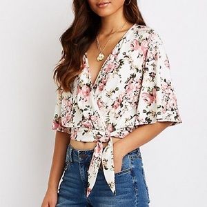 Floral Faux-Wrap Blouse